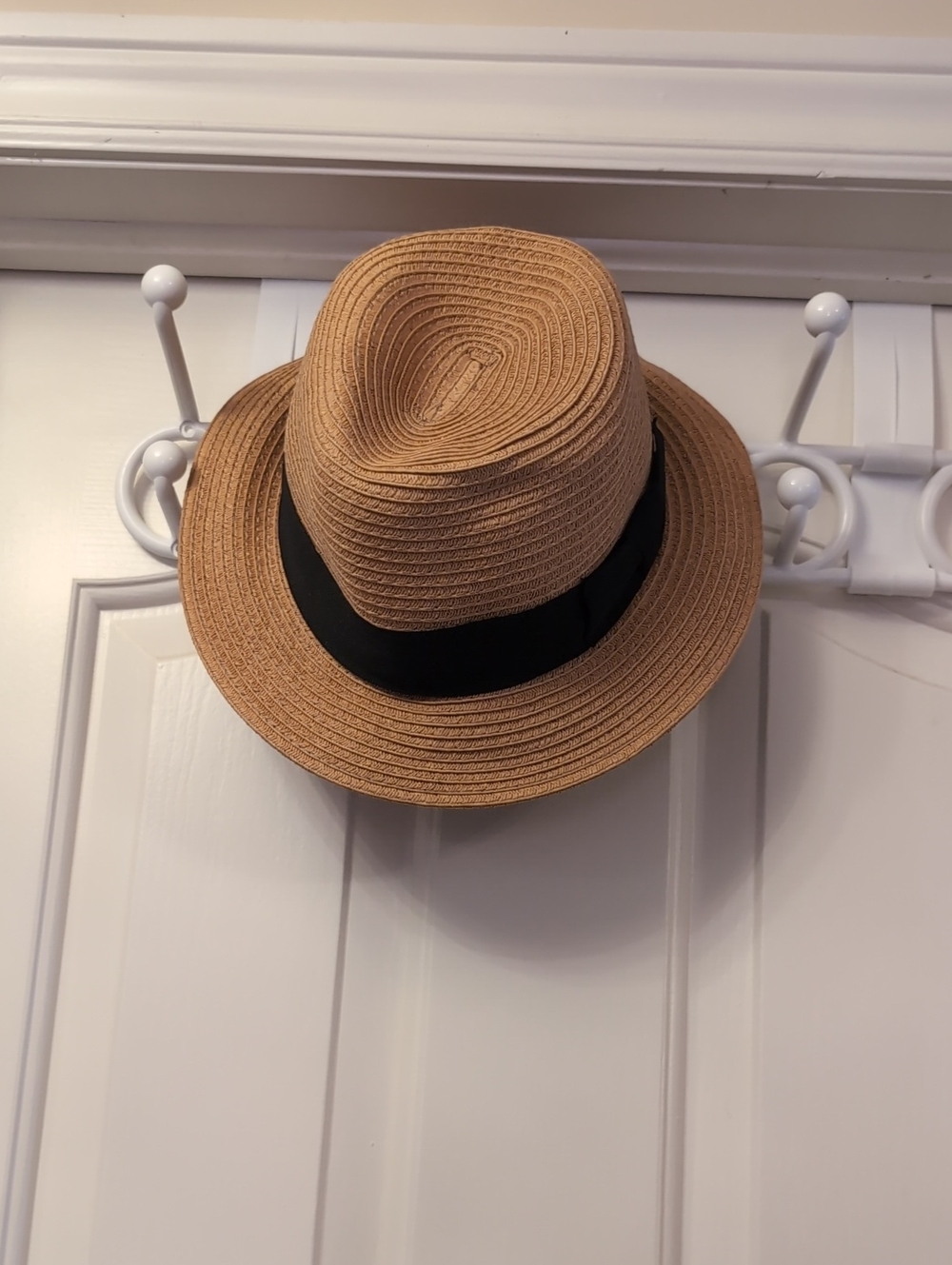 Aritzia Classic Straw Fedora Hat with Black Band